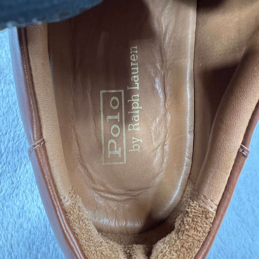 Polo Ralph Lauren Jermain II Leather Sneakers Size 11.5 Brown Men Low Top Casual - Picture 13 of 16